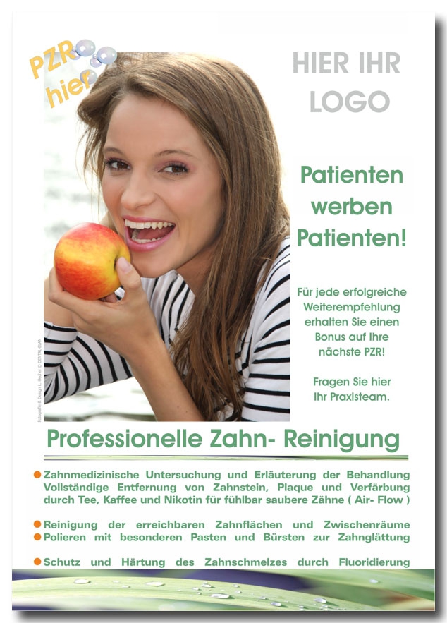 A1 PZR Praxisposter Dent Smile Apfel Dental-Elan